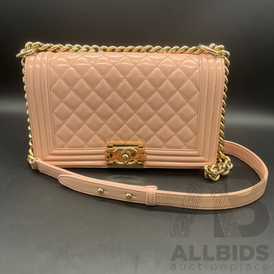 Boy Pink Bag in Quilting Pattern Design Branded CHANEL