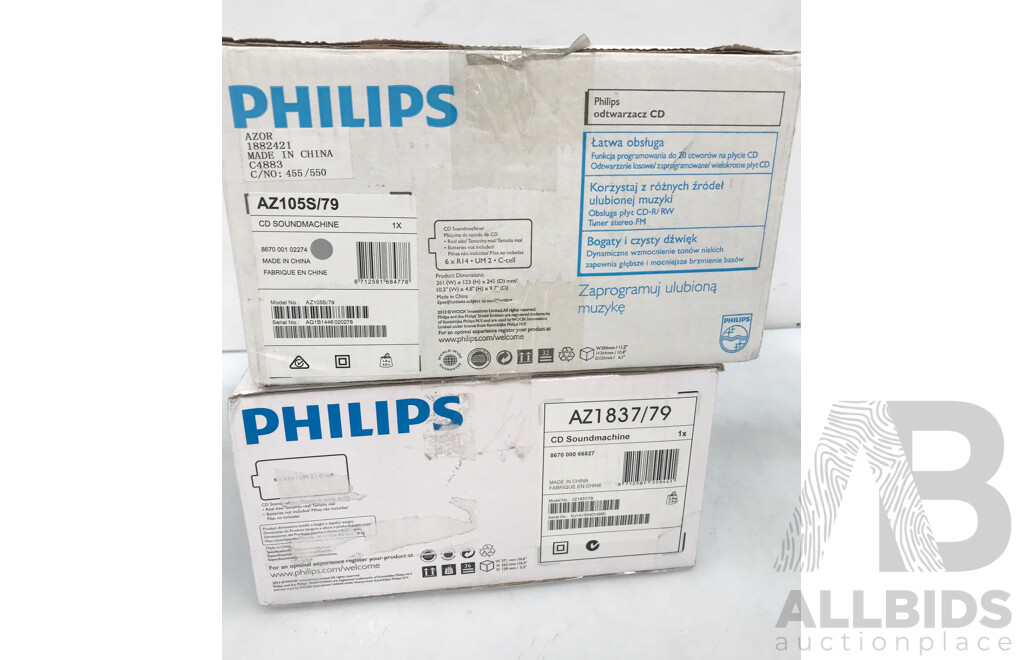 Philips CD Soundmachine and Soundmachine CD Player  - Lot of 2 (Brand New)