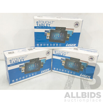 Laser (MID-771) 7 Inch 8GB Touch Screen Tablet - Lot of 3