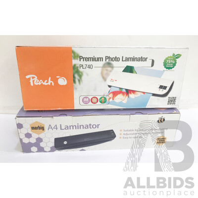 Marbig A4 Laminator and Peach Premium Photo Laminator - Lot of 2