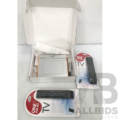 Genius EasyPen I405 Graphics Tablet and One for All Universal TV Remote Controls - Lot of 3