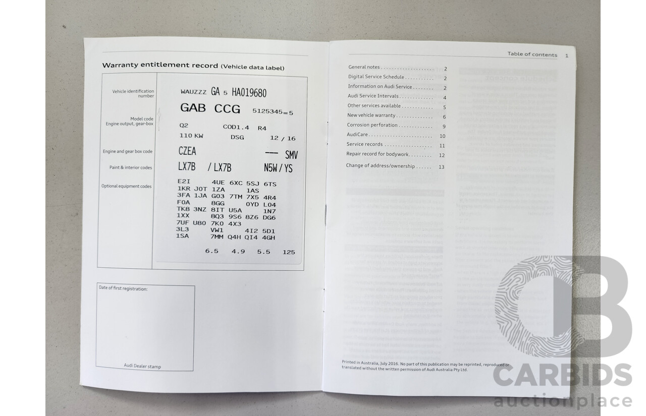 2/2017 Audi Q2 1.4 TFSI (110kw) GA MY17 4d Wagon Grey Turbo 1.4L