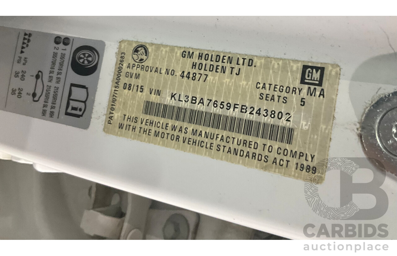 8/2015 Holden Trax LS TJ MY16 4d Wagon Summit White 1.8L