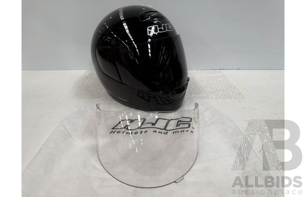 HJC ZF-8 Large Road Motorcycle Helmet + Spare Clear Visor + 2001 THH T-992 Medium Road Motorcycle Helmet