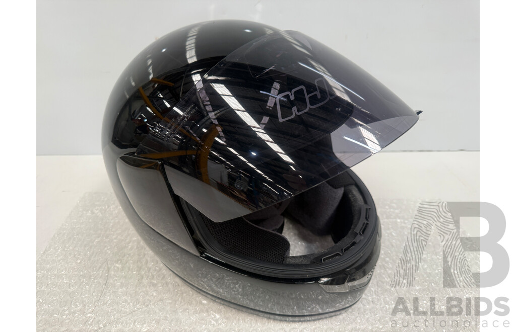 HJC ZF-8 Large Road Motorcycle Helmet + Spare Clear Visor + 2001 THH T-992 Medium Road Motorcycle Helmet