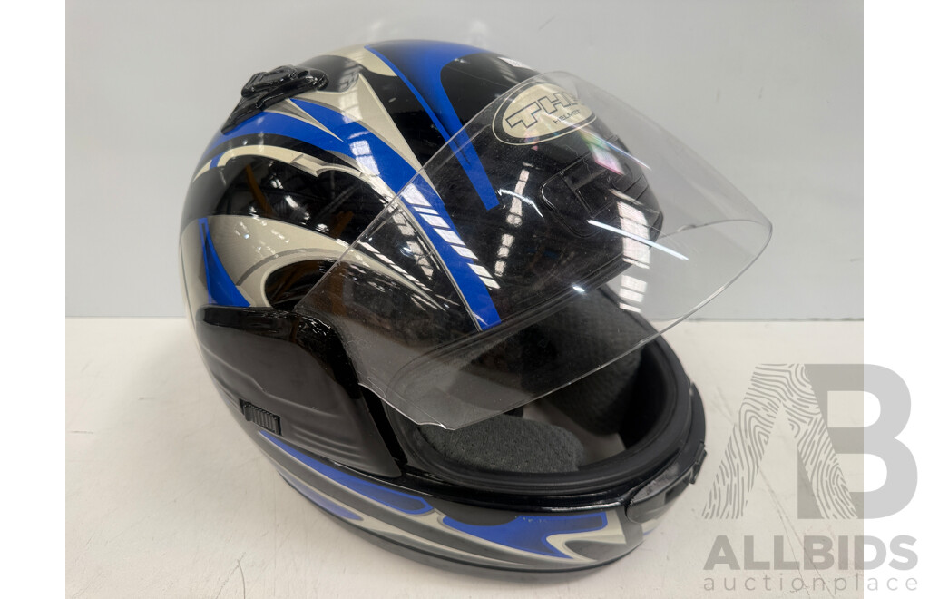 HJC ZF-8 Large Road Motorcycle Helmet + Spare Clear Visor + 2001 THH T-992 Medium Road Motorcycle Helmet