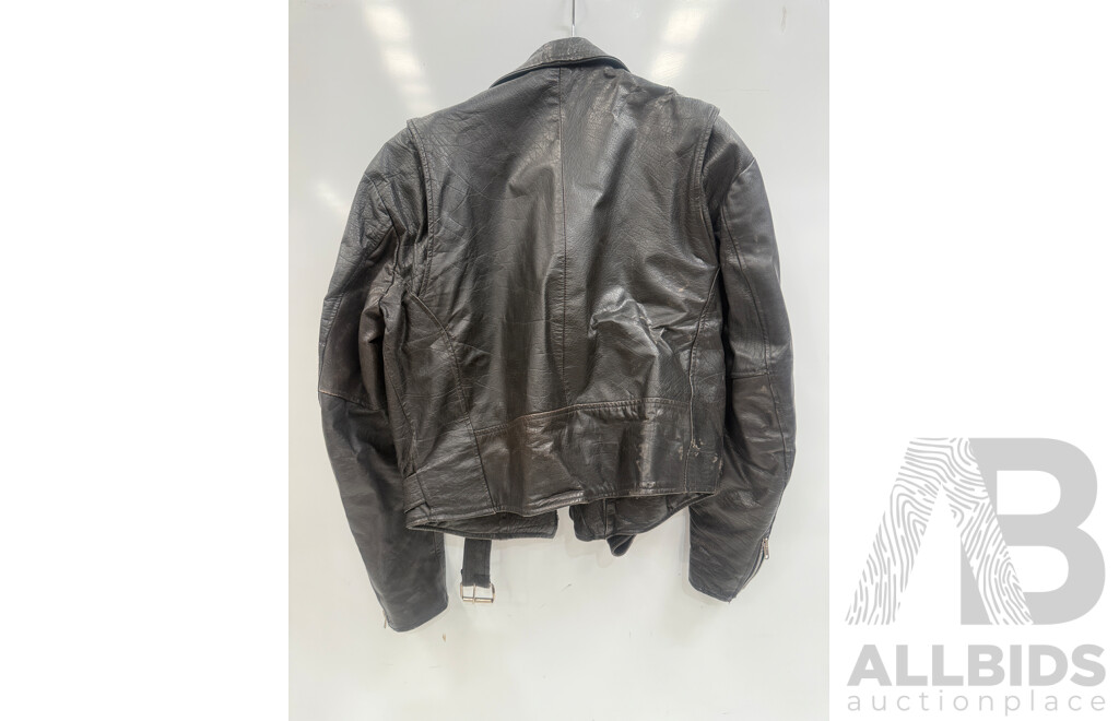 the Pierce Arrow Large Black Leather Jacket + 2x Leather Gloves + Dririder 3XL Motorcycle Riding Wet Weather Riding Jacket