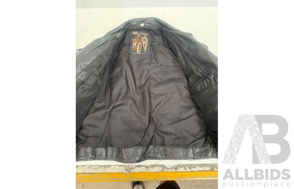the Pierce Arrow Large Black Leather Jacket + 2x Leather Gloves + Dririder 3XL Motorcycle Riding Wet Weather Riding Jacket