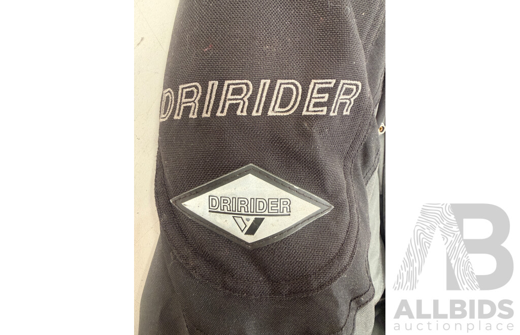 the Pierce Arrow Large Black Leather Jacket + 2x Leather Gloves + Dririder 3XL Motorcycle Riding Wet Weather Riding Jacket