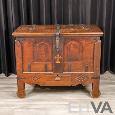 Antique Oak Elevated Church Dowry Chest