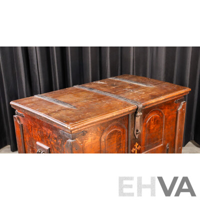 Antique Oak Elevated Church Dowry Chest