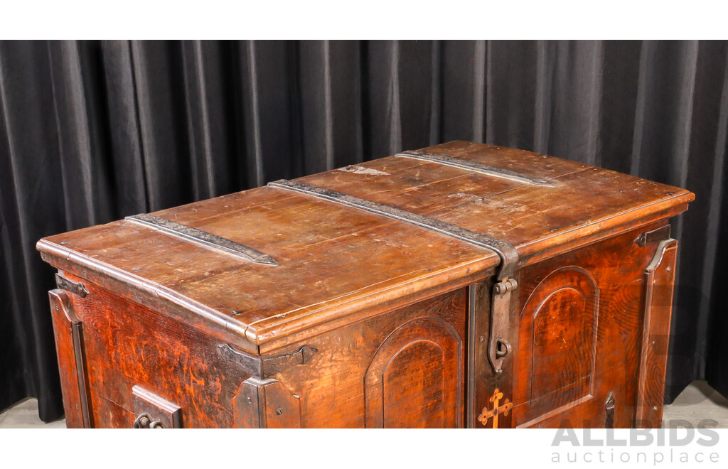 Antique Oak Elevated Church Dowry Chest