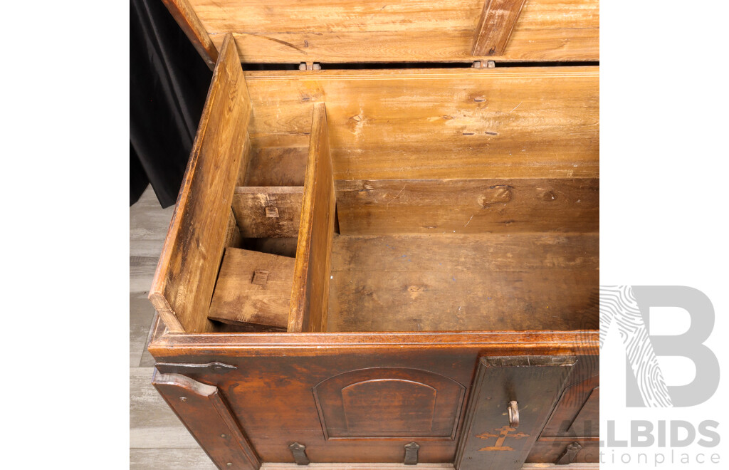 Antique Oak Elevated Church Dowry Chest