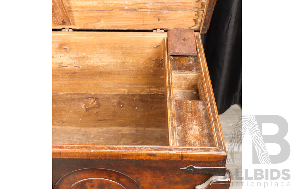 Antique Oak Elevated Church Dowry Chest