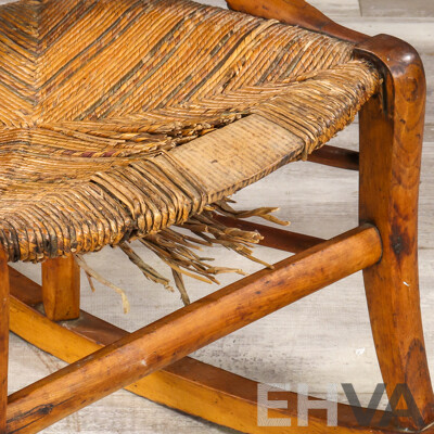 Victorian Elm Rocking Chair with Woven Rush Seat