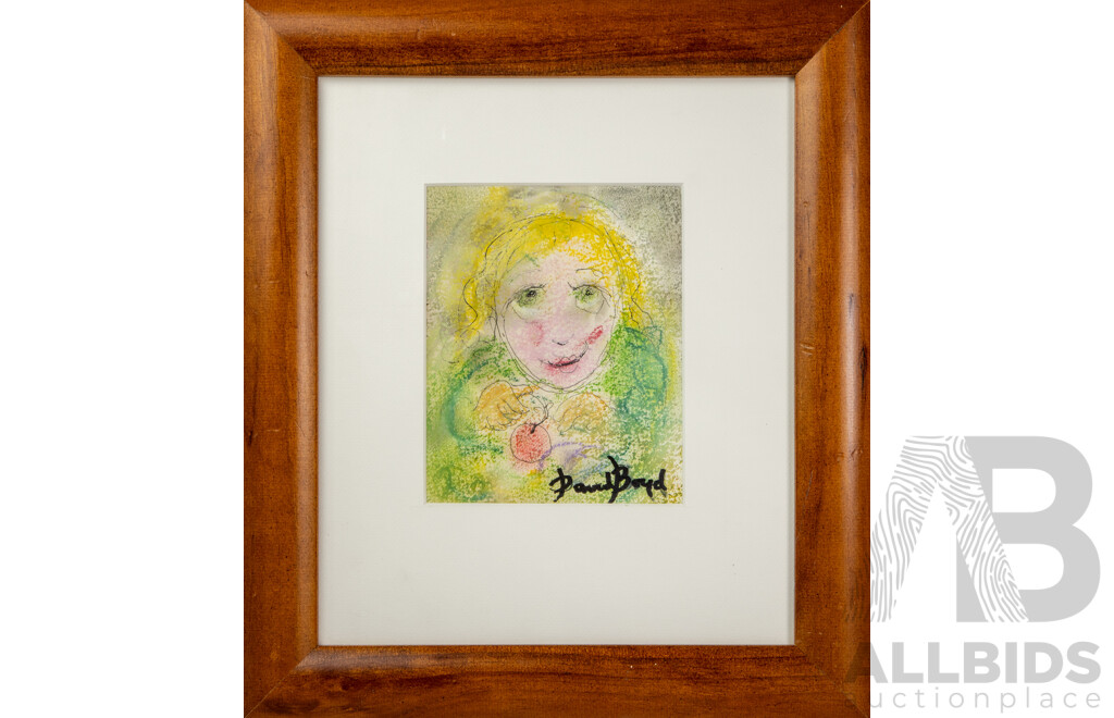 David Boyd, (20th Century, Australian, 1924-2011), The Orange, Wonderful Original Ink & Pastel, 40 x 35 cm (frame)