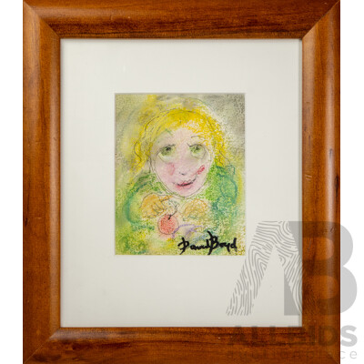 David Boyd, (20th Century, Australian, 1924-2011), The Orange, Wonderful Original Ink & Pastel, 40 x 35 cm (frame)