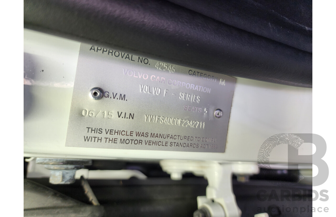 6/2015 Volvo S60 T5 Luxury F MY16 4d Sedan White 2.0L