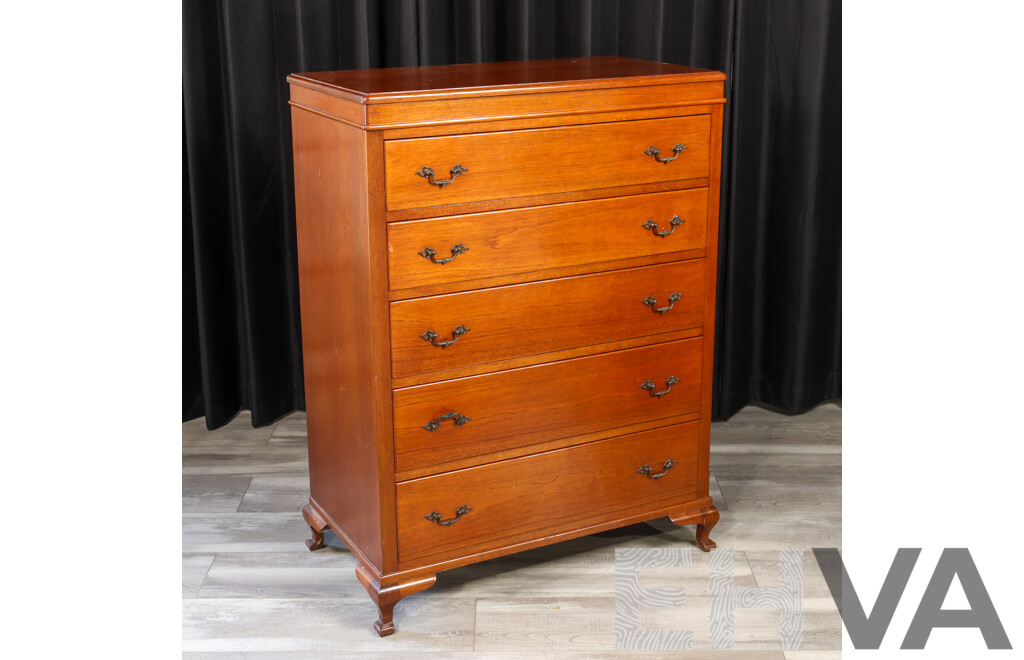 Reproduction Mahogany Chest of Five Drawers