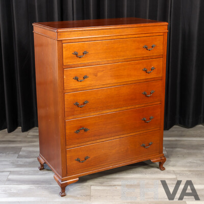Reproduction Mahogany Chest of Five Drawers