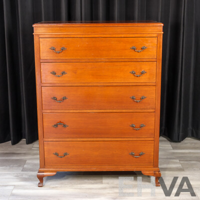 Reproduction Mahogany Chest of Five Drawers