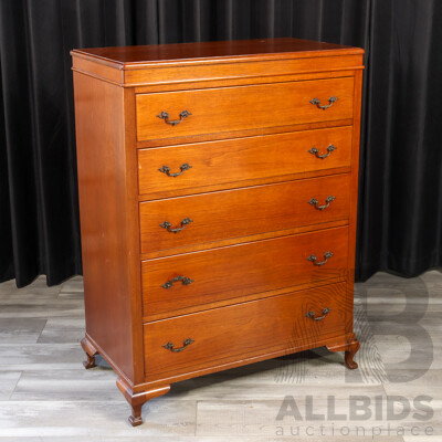 Reproduction Mahogany Chest of Five Drawers