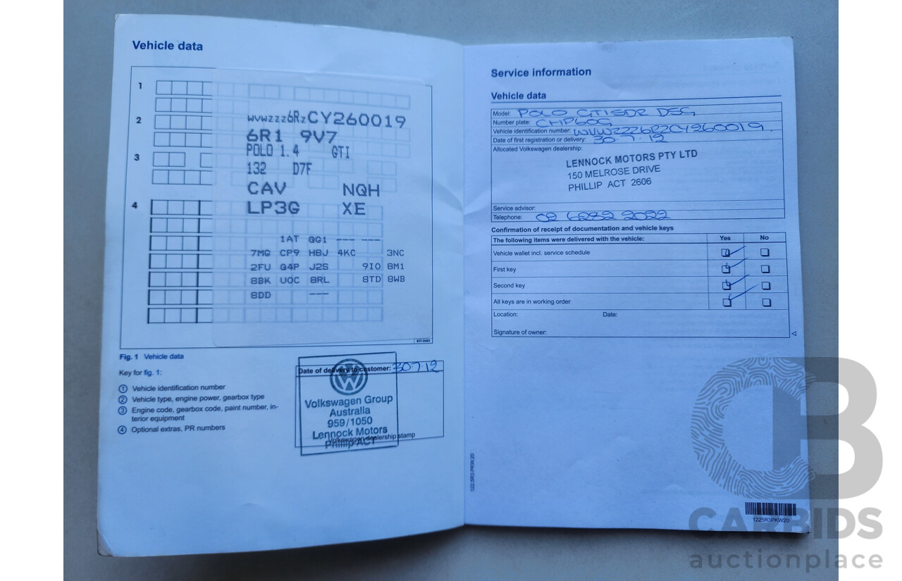 7/2012 Volkswagen Polo GTi 6R MY12 5d Hatchback Red 1.4L