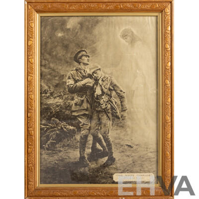 After George Hillyard Swinstead, (19/20th Centuries, British,1860-1926), The White Comrade -  Lo, I Am with You Always, Antique Print After Original Painting c1914-1915, 51 x 38 cm  (frame)