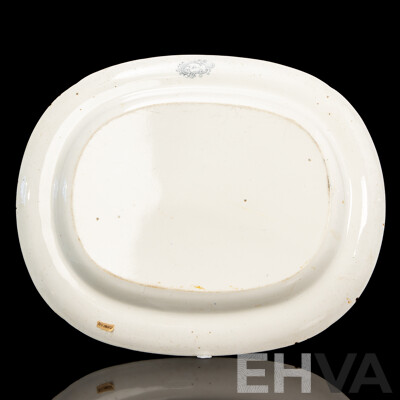 Large Antique Pottery Rhine Pattern Meat Platter