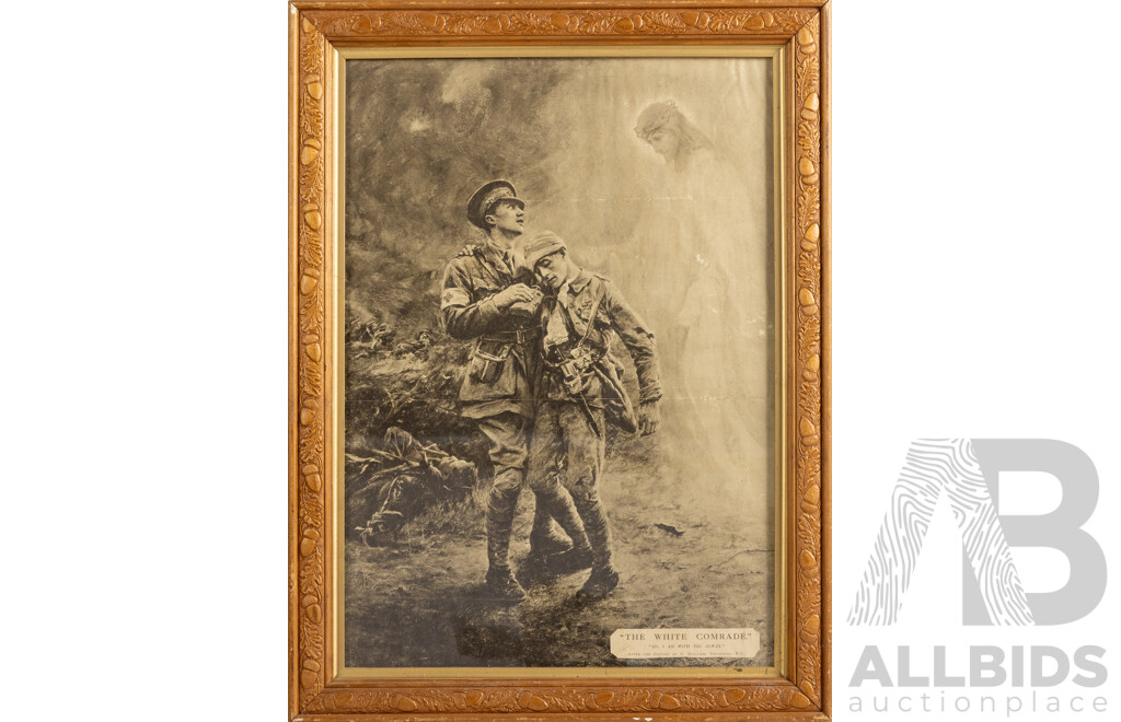 After George Hillyard Swinstead, (19/20th Centuries, British,1860-1926), The White Comrade -  Lo, I Am with You Always, Antique Print After Original Painting c1914-1915, 51 x 38 cm  (frame)