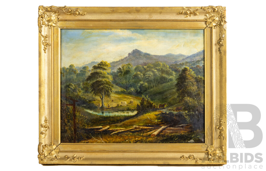 Artist Unknown, (Early 20th Century), Afternoon Friends Fishing, Wonderful Antique Oil on Canvas, 53 x 64 cm (frame)