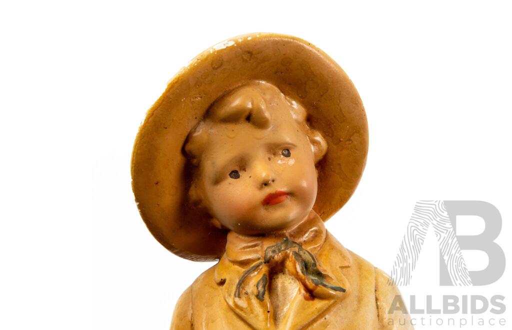 Vintage Plaster Statue, Farmer Boy with Dog