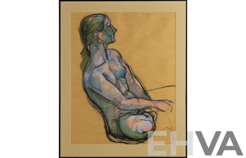 Artist Unknown (20th Century), Still Life Nude, Wonderful Original Pastel in Colours Sketch, 76 x 62 cm (frame)