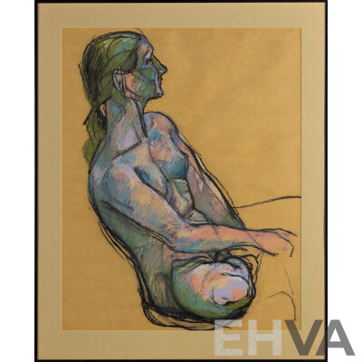 Artist Unknown (20th Century), Still Life Nude, Wonderful Original Pastel in Colours Sketch, 76 x 62 cm (frame)