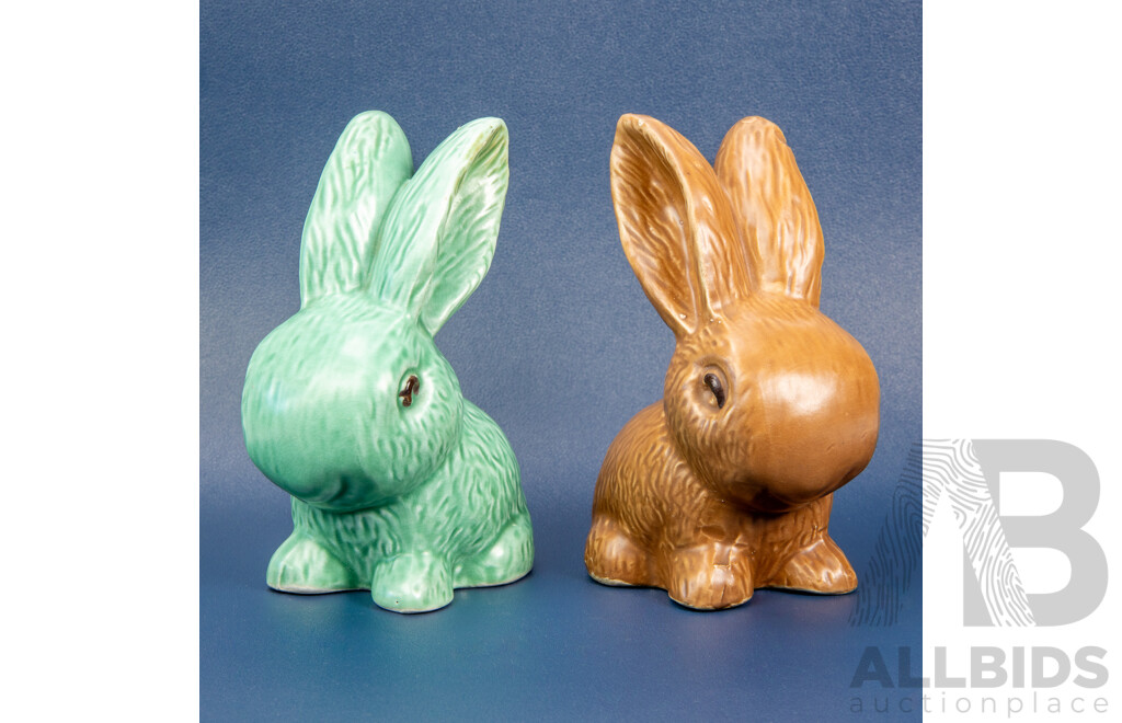 Pair of Sylvac Porcelain Bunny Figures, Made in England
