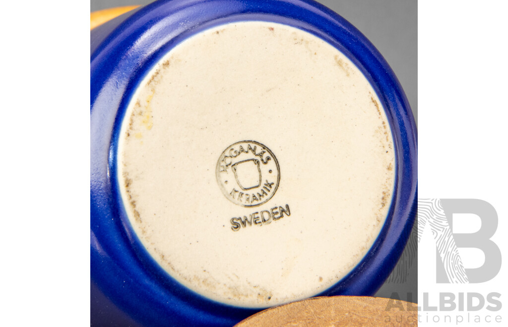 White Ceramic Decanter with Timber Lid with Swedish Sugar Pot by Hoganas Keramik  (2)