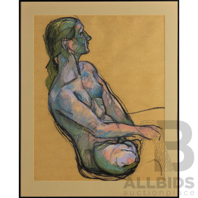 Artist Unknown (20th Century), Still Life Nude, Wonderful Original Pastel in Colours Sketch, 76 x 62 cm (frame)