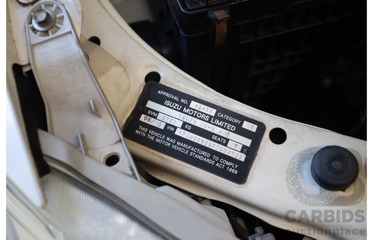 09/2015 Isuzu MU-X LS-U (4x4) UC MY15 4D Wagon Silky White Pearl Turbo Diesel 3.0L - 7 Seats