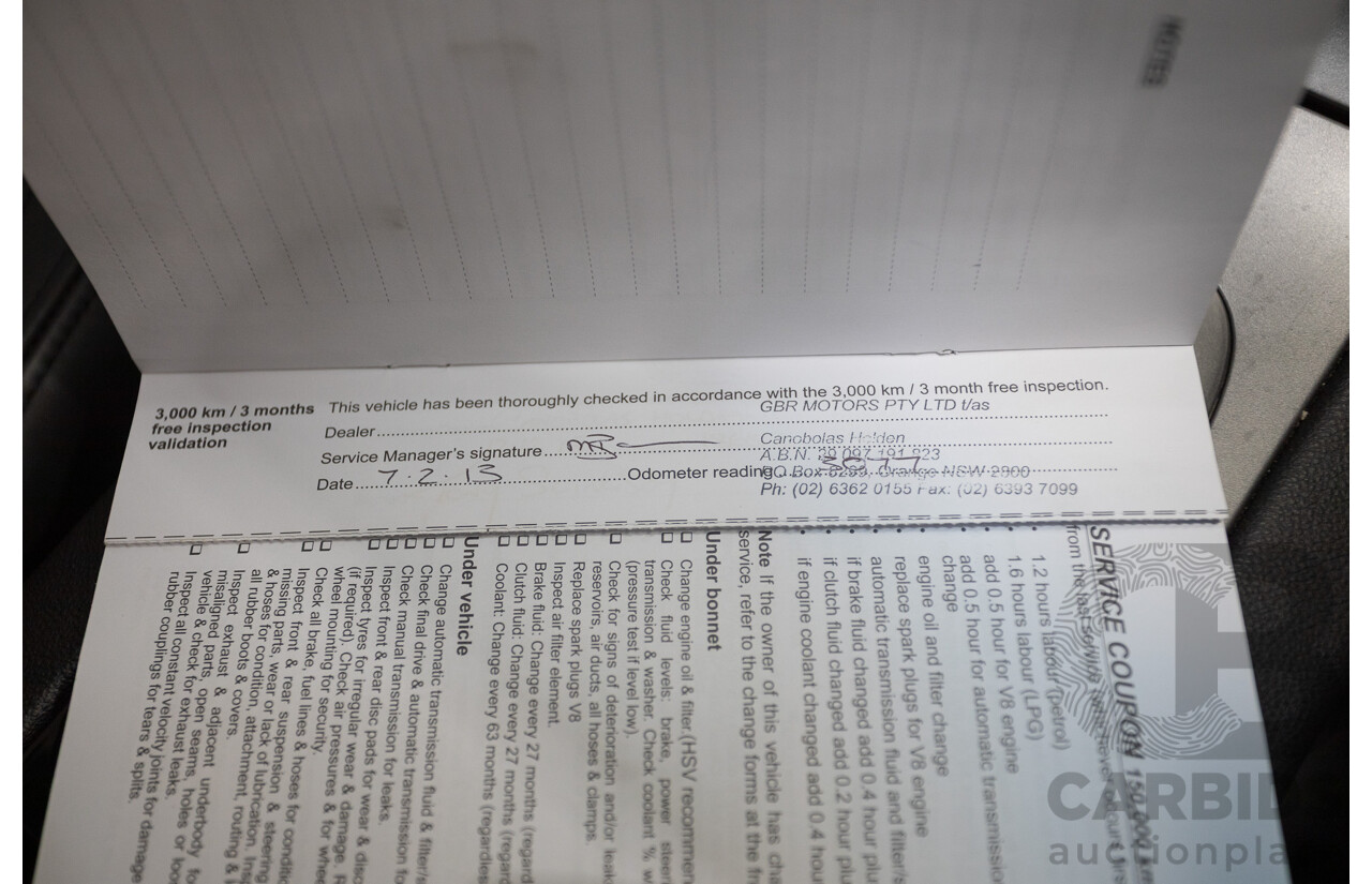 05/2012 Holden Special Vehicles (HSV) Grange Build No.219 WM3 MY12 4D Sedan Alto Grey V8 6.2L