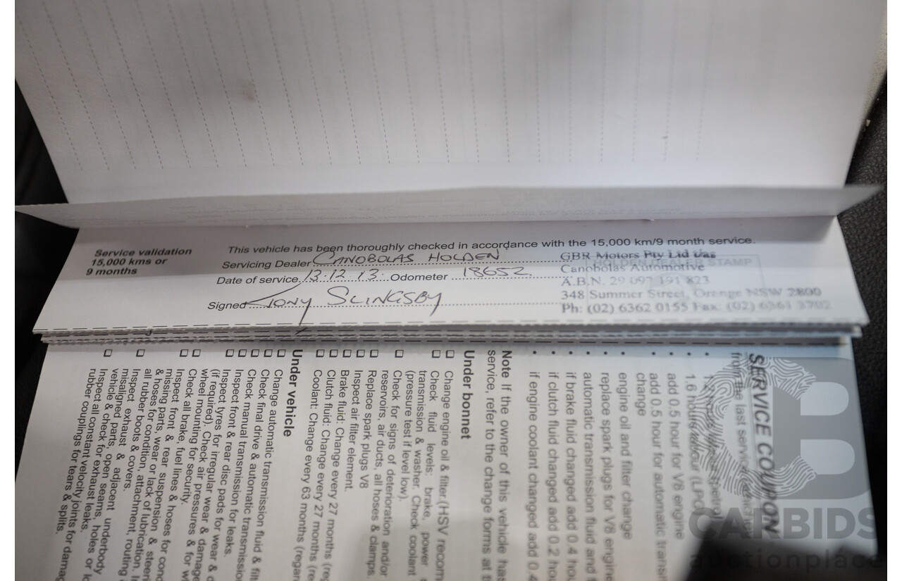 05/2012 Holden Special Vehicles (HSV) Grange Build No.219 WM3 MY12 4D Sedan Alto Grey V8 6.2L