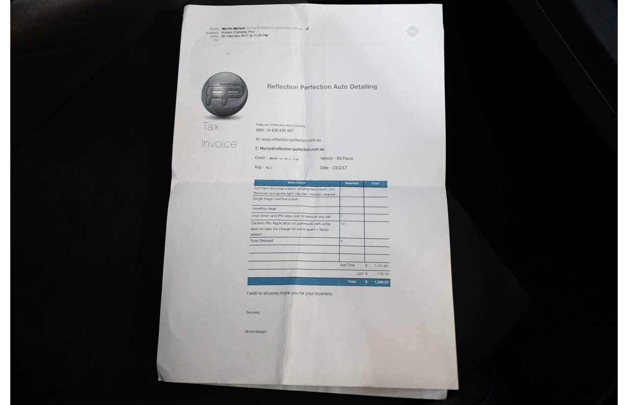 8/2016 Ford Focus RS (AWD) LZ 5D Hatchback Nitrous Blue Pearl Turbo 2.3L