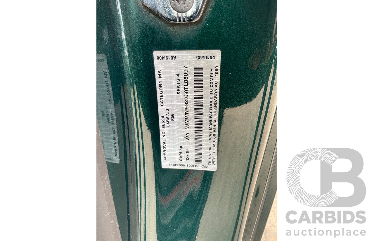 03/2009 Mini Cooper S R56 JCW pack 2D Hatchback British Racing Green Metallic Turbo 1.6L