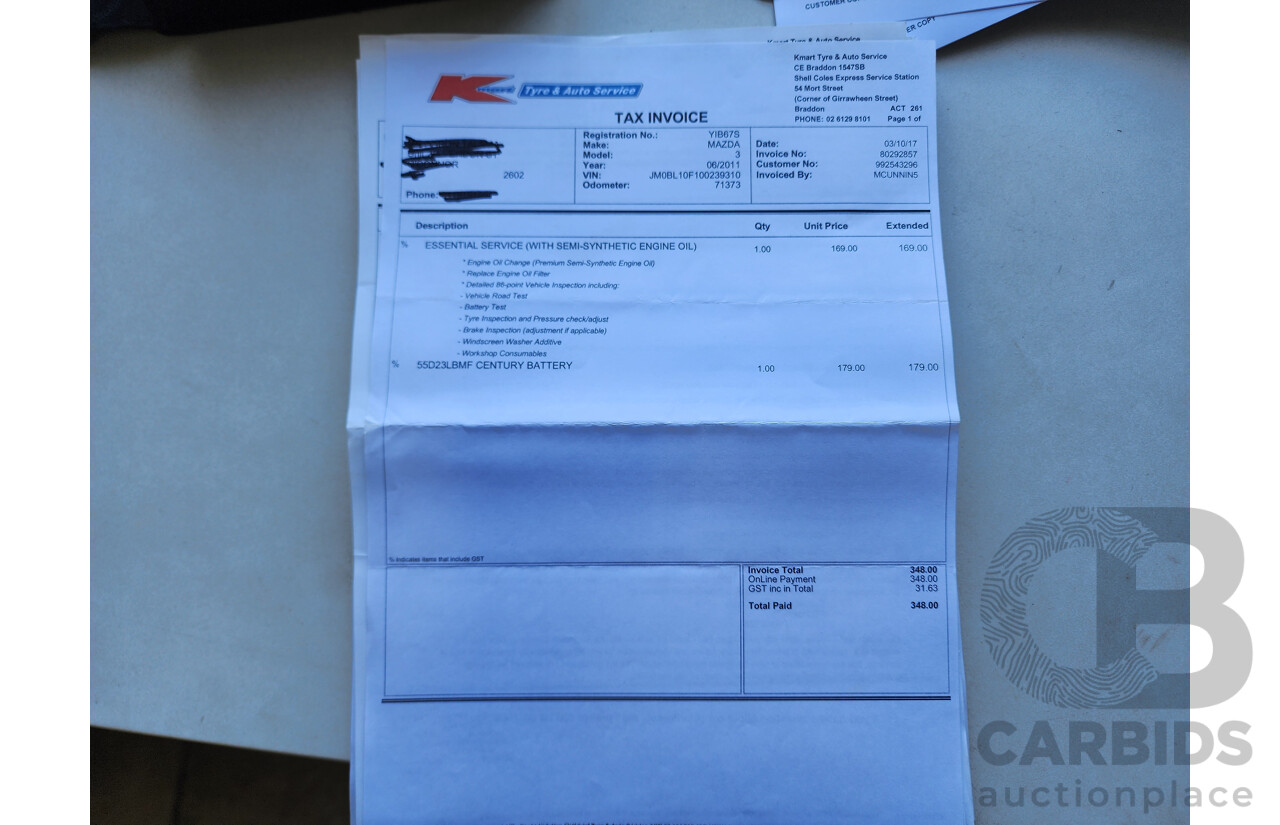 7/2011 Mazda Mazda3 NEO BL 10 UPGRADE 4d Sedan Grey 2.0L