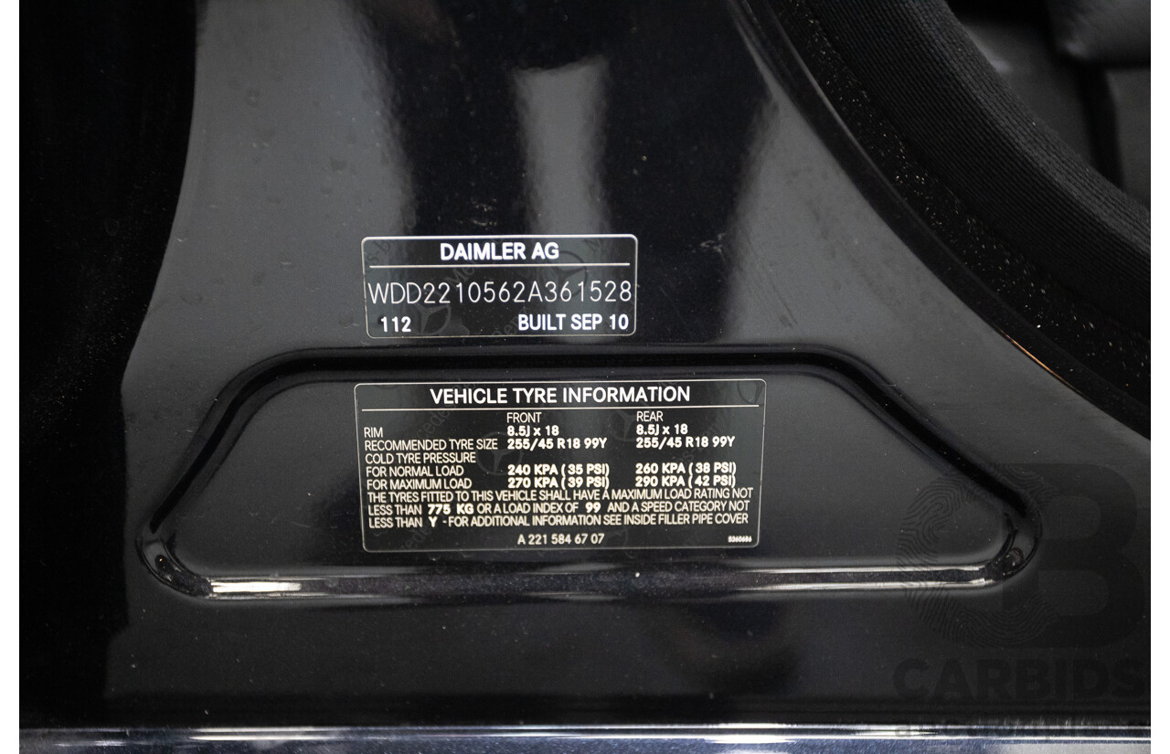 11/2010 Mercedes-Benz S350 221 09 Upgrade 4D Sedan Chromit Majestic Black Metallic V6 3.5L