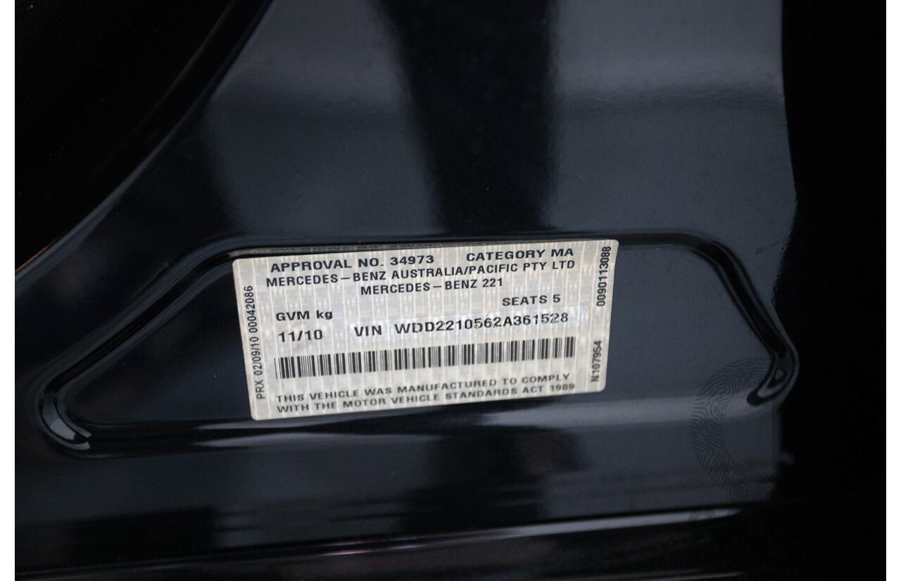 11/2010 Mercedes-Benz S350 221 09 Upgrade 4D Sedan Chromit Majestic Black Metallic V6 3.5L