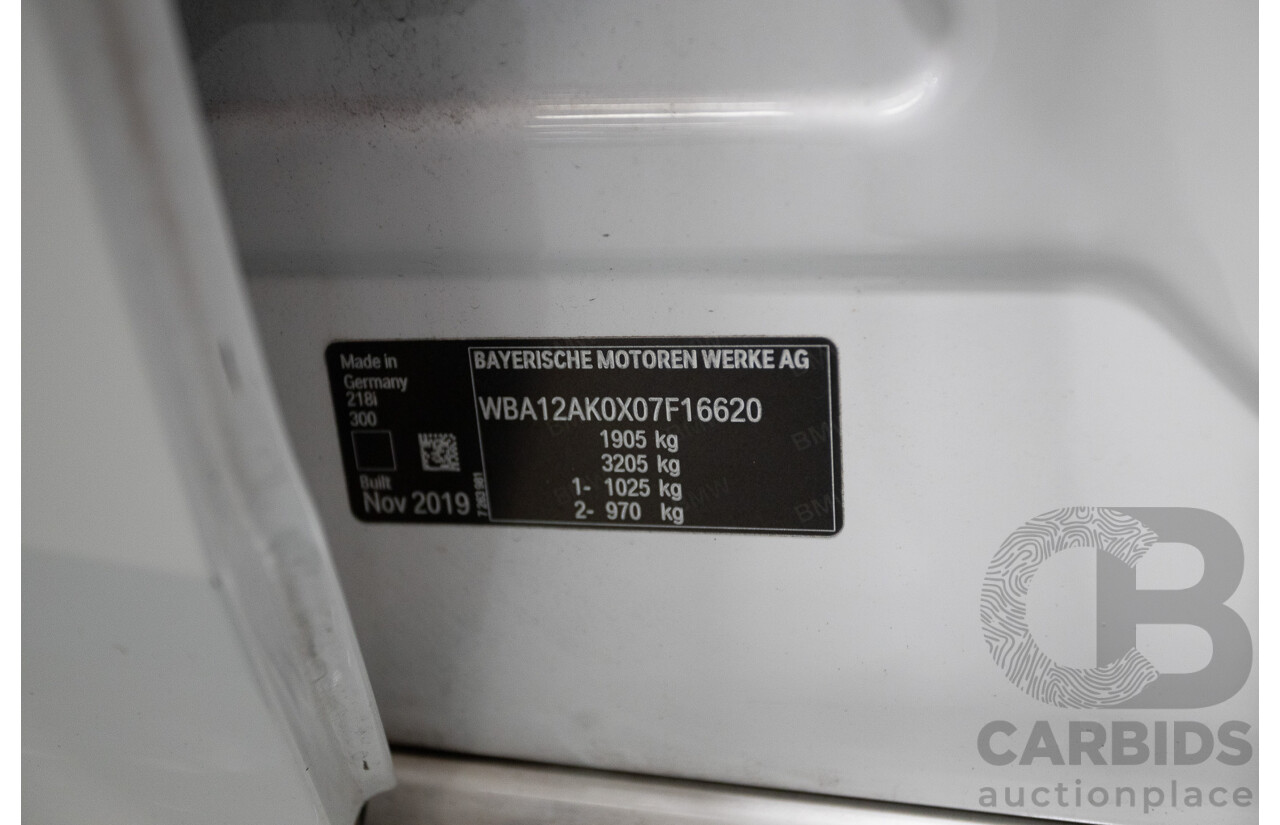 2/2020 BMW 218i M Sport Gran Coupe F44 4D Coupe Alpine White Turbo 1.5L