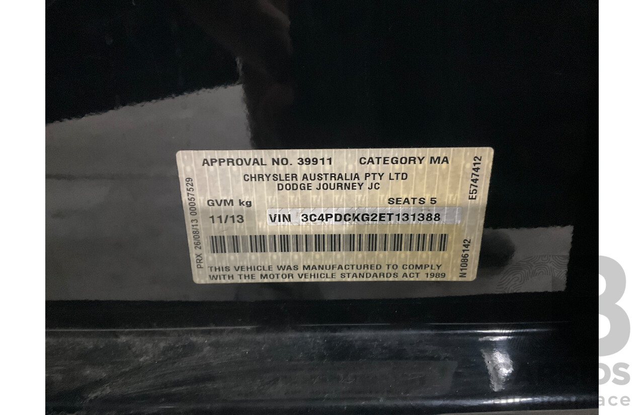 11/2013 Dodge Journey R/T JC MY13 4d Wagon Brilliant Black Pearl V6 3.6L