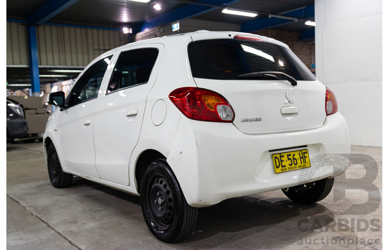8/2013 Mitsubishi Mirage ES LA 5d Hatchback White 1.2L