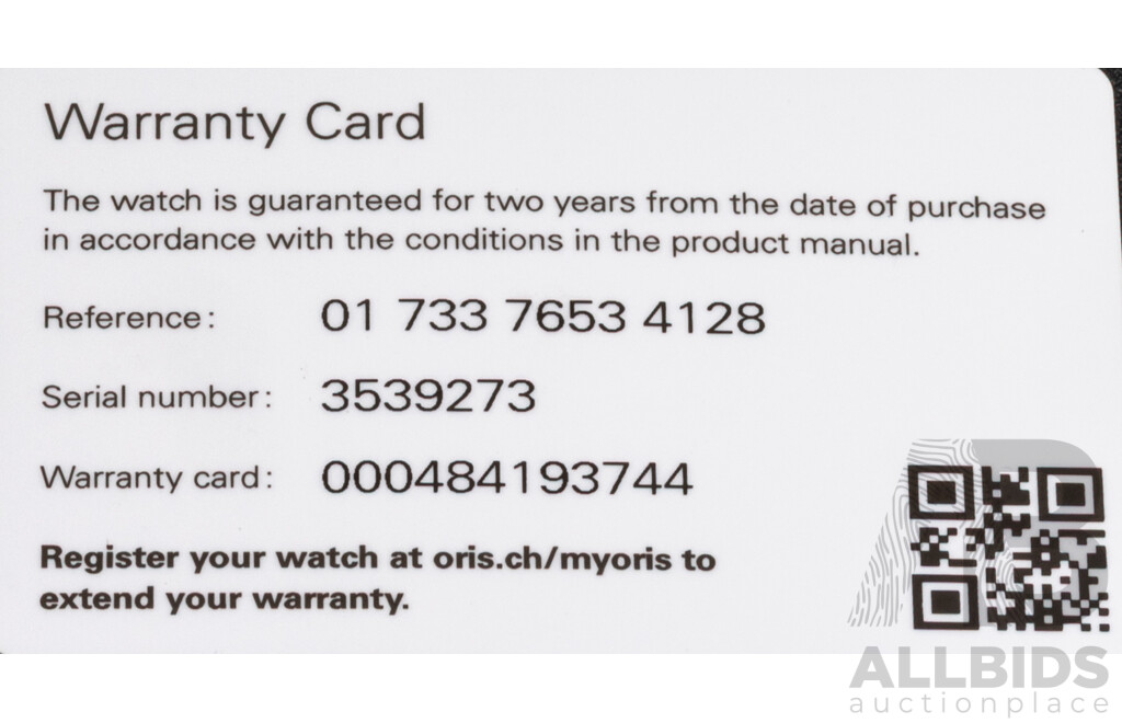 Oris Aquis 43mm Automatic Diver’s Watch, Model 7653