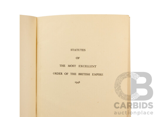 Two Vintage Books, Description of the Barossa Range in South Australia by 'Agricola' 1979 and Statues of the Order of the British Empire, 1948
